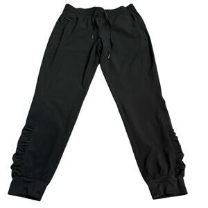 Chicos Zenergy Ruched Leg Joggers Pants Size 00R/XS/2R Black Sporty Athleisure